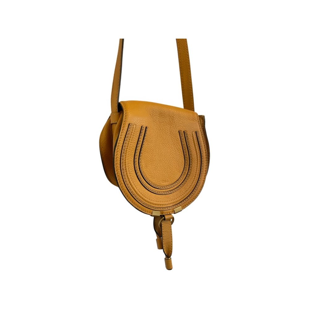 Chloé Marcie Mini Leather Crossbody Bag in Orange / Sunflower / Mustard Color